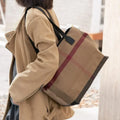 Best Selling Large Capacity Women's Shoulder Bags Tote Bags Casual Fashion Linen Material with Cowhide handbags for Women