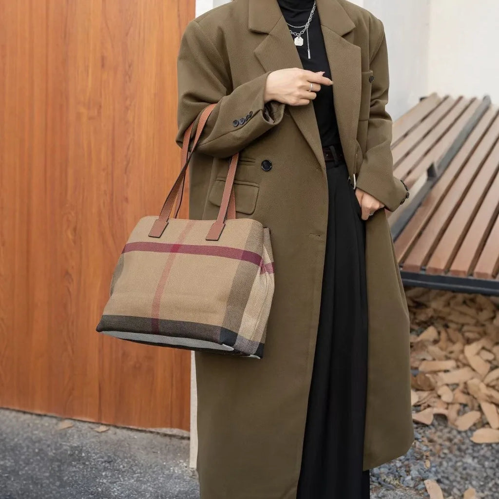 Best Selling Large Capacity Women's Shoulder Bags Tote Bags Casual Fashion Linen Material with Cowhide handbags for Women