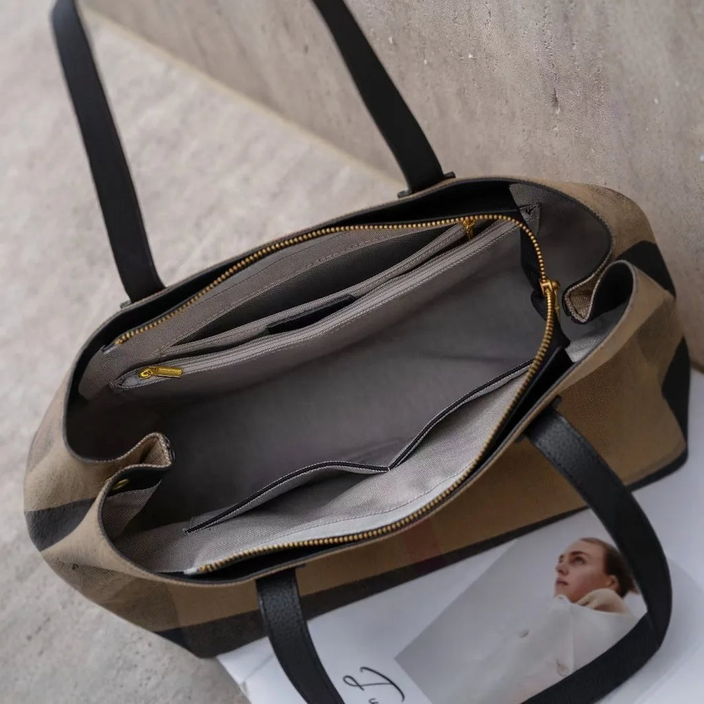 Best Selling Large Capacity Women's Shoulder Bags Tote Bags Casual Fashion Linen Material with Cowhide handbags for Women