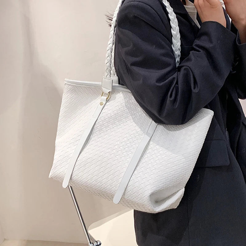 Big Bag Women Woven Tote Bag One Shoulder Large Capacity Space Bag