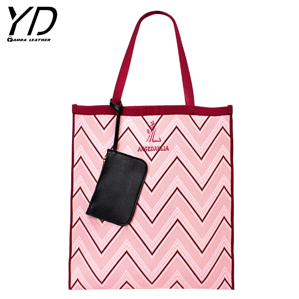 Bohemian Crochet Women Shoulder Bags Granny Square Knitted Handbags
