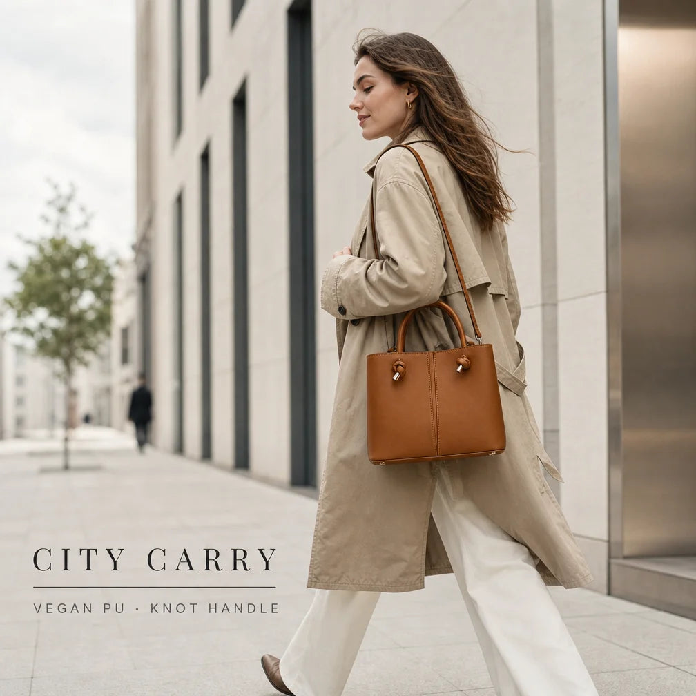 Bucket Bag Custom Logo Minimalist for Women Vegan Leather Knot Handle Shoulder Crossbody Handbag OEM Private Label Manufacturer