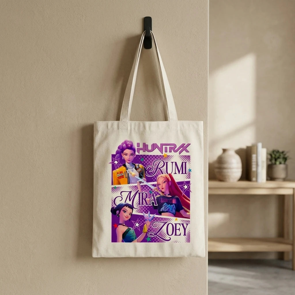 Bulk Ready to Ship Eco Friendly Durable K-pop Concert Girls Gift Party Tote Bag with Two Handles Open Top Canvas