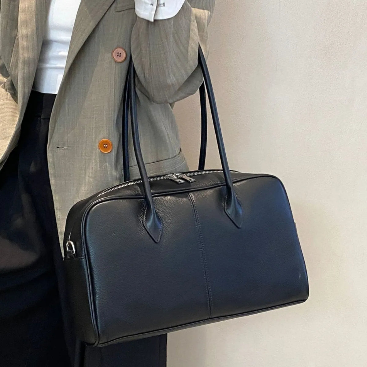 Casual Fashion Genuine Leather Handbags for Women Hot Sale of Cowhide Large Women's Shoulder Bags Zipper Closure