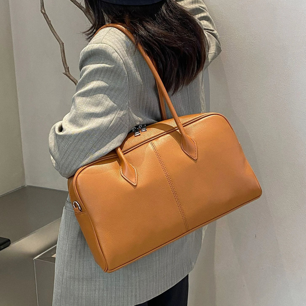 Casual Fashion Genuine Leather Handbags for Women Hot Sale of Cowhide Large Women's Shoulder Bags Zipper Closure