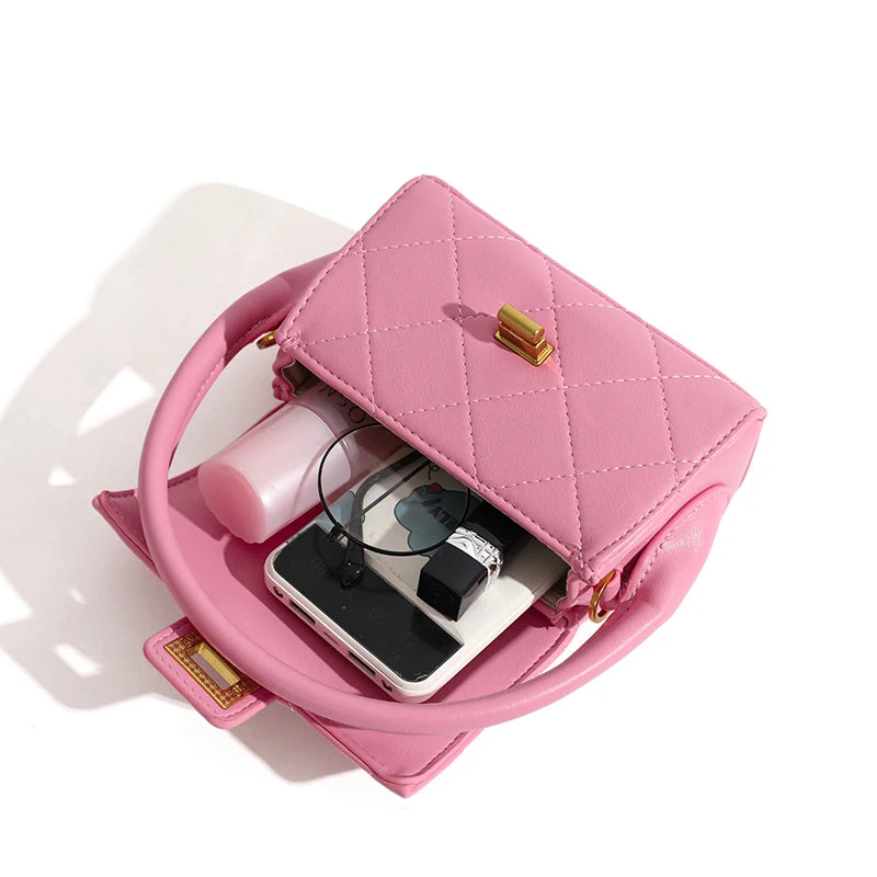 Casual Small Fragrance and Tender pink Diamond Handbag Women's 2022 New Shoulder Bag