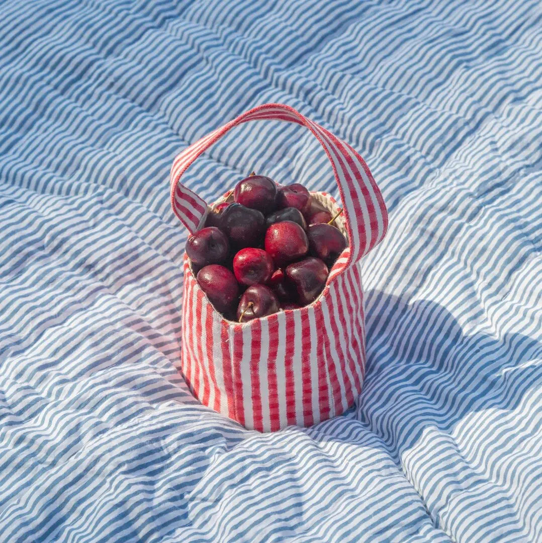 Charming Classic Red Gingham Pattern Perfect Blend Functionality Use Cotton Duck Canvas Small Tote Bag with Scalloped Edges