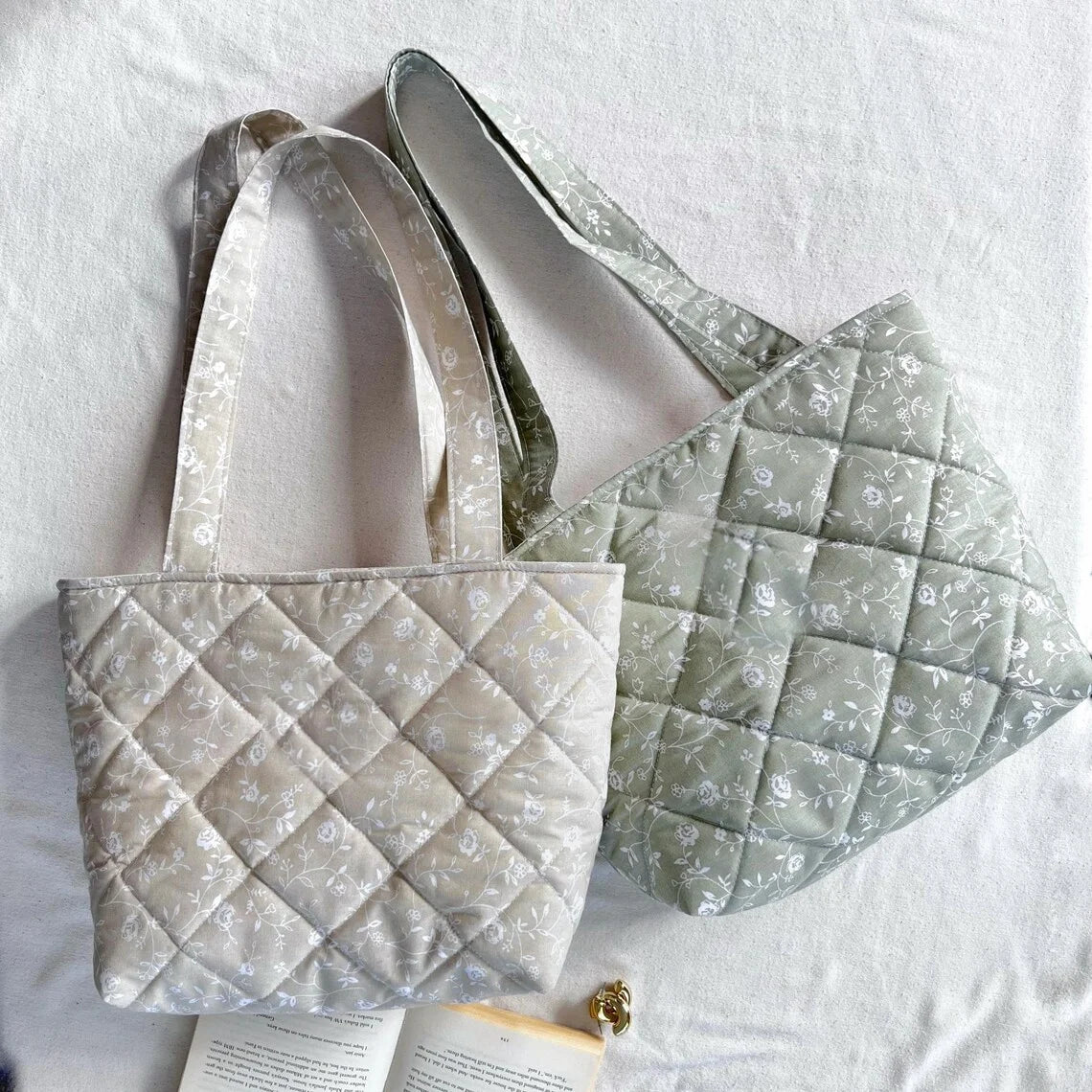 Coquette Bow Tote Bag Valentine's Day Gift Medium Quilted Shoulder Bag with Lace