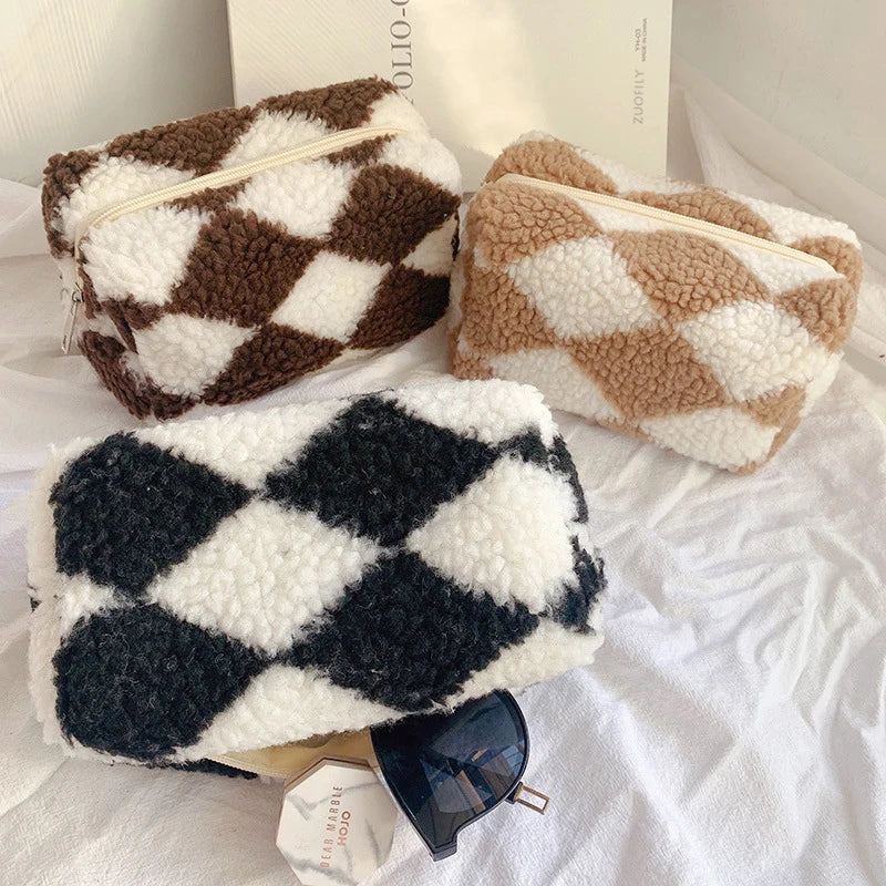 Cosmetic Organizer Bag Teddy Zipper Makeup Pouch Custom for Women