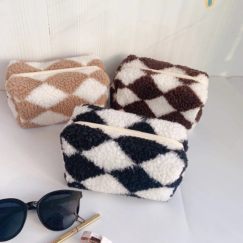 Cosmetic Organizer Bag Teddy Zipper Makeup Pouch Custom for Women