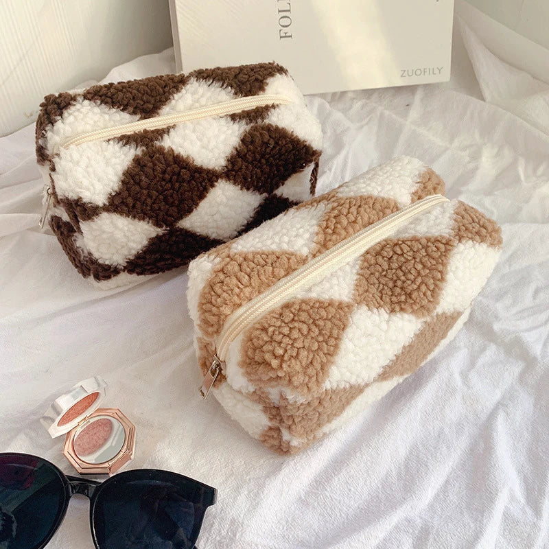 Cosmetic Organizer Bag Teddy Zipper Makeup Pouch Custom for Women