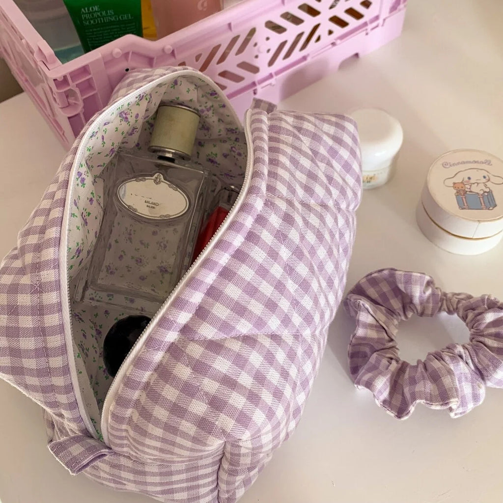 Cotton Canvas Makeup Pouch Cosmetic Multi-functional Toiletry Waterproof Bag 4 in 1