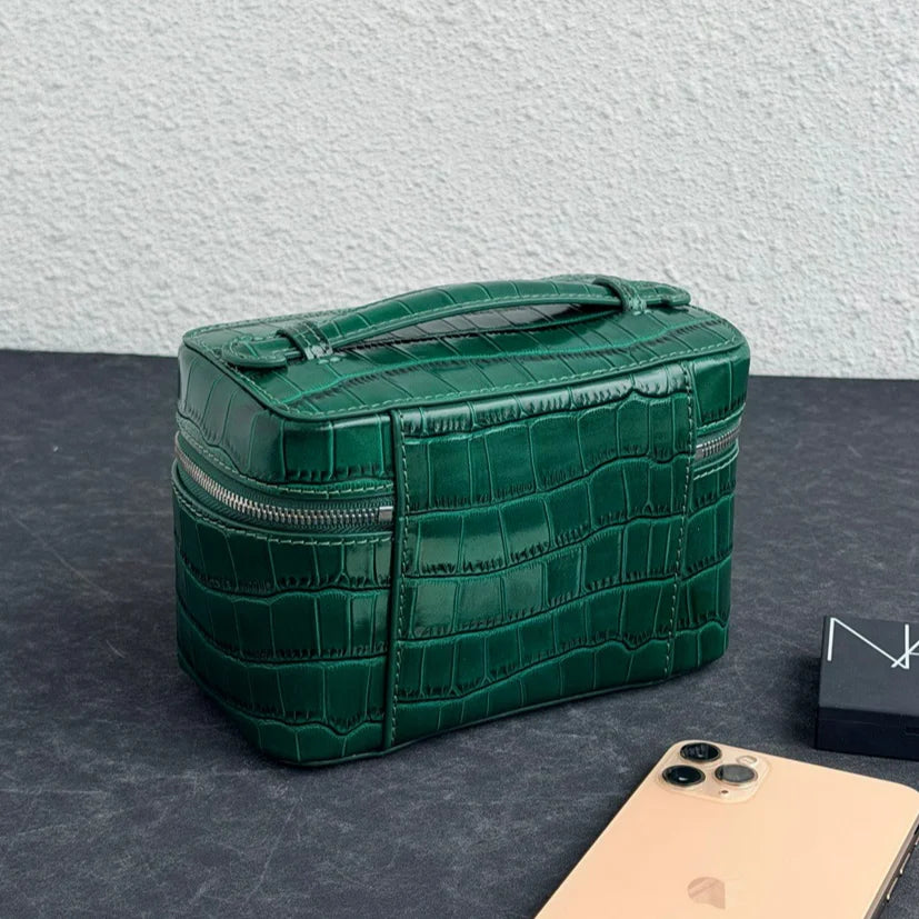 Crocodile Grain Cowhide Makeup Bag Multi-function Box Bags Women's Handbags Crossbody Bag Storage Bag Removable Inner Bags