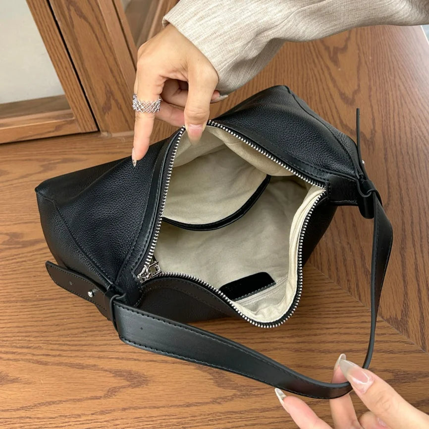 Cross Border Best Selling Genuine Leather Ladies Shoulder Bag Underarm Bag Casual Fashion Cowhide Handbags for Women