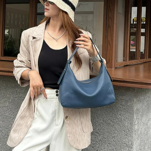 Cross Border Best Selling Genuine Leather Ladies Shoulder Bag Underarm Bag Casual Fashion Cowhide Handbags for Women