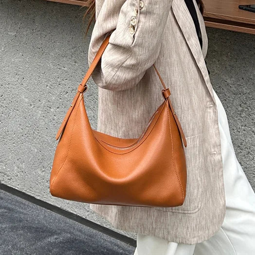 Cross Border Best Selling Genuine Leather Ladies Shoulder Bag Underarm Bag Casual Fashion Cowhide Handbags for Women