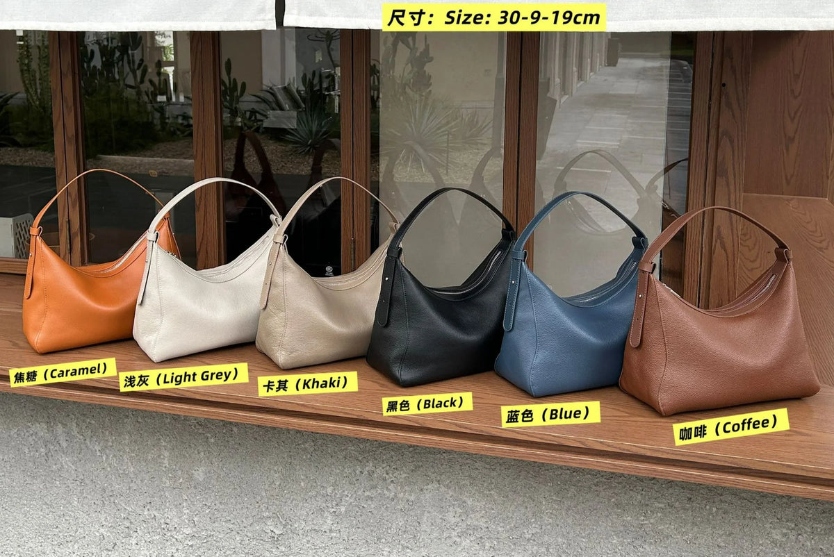 Cross Border Best Selling Genuine Leather Ladies Shoulder Bag Underarm Bag Casual Fashion Cowhide Handbags for Women