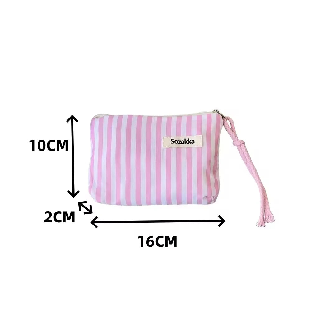 Custom Candy Portable Fashion Travel Cosmetic Bag Women Small Lipstick Storage Zipper Soft Handle Coin Purses Cotton Canvas
