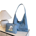 Custom Denim Style Hobo Shoulder Bag Snap Closure Soft Twill Fabric Oversized Women's Bag OEM