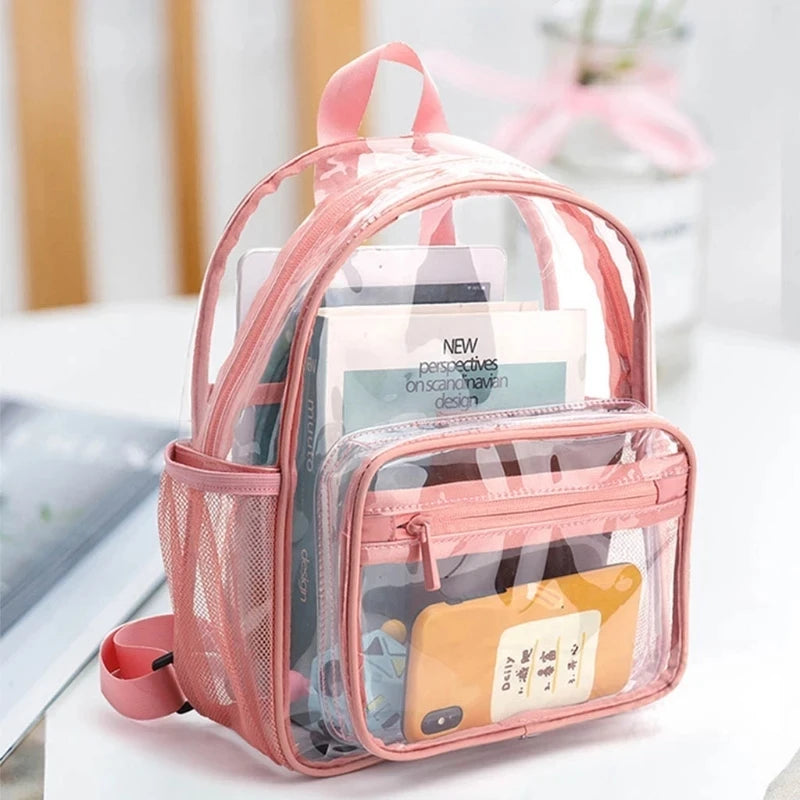 Custom Design Quality Clear Children School Bags Transparent PVC Fashion Women Backpack