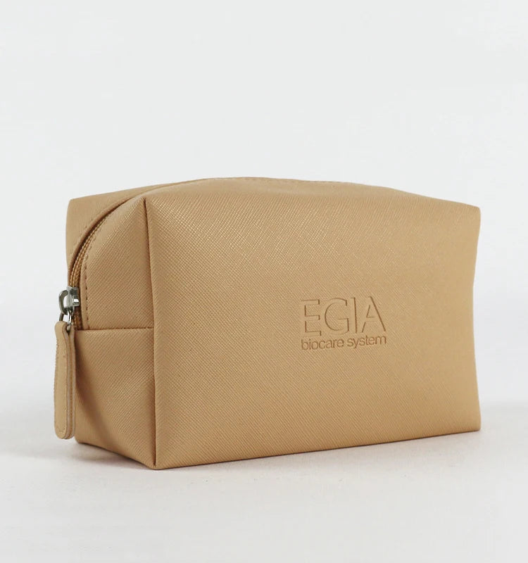 Custom Embossed Logo Vintage Soft Pu Leather Portable Cosmetic Bag for Women