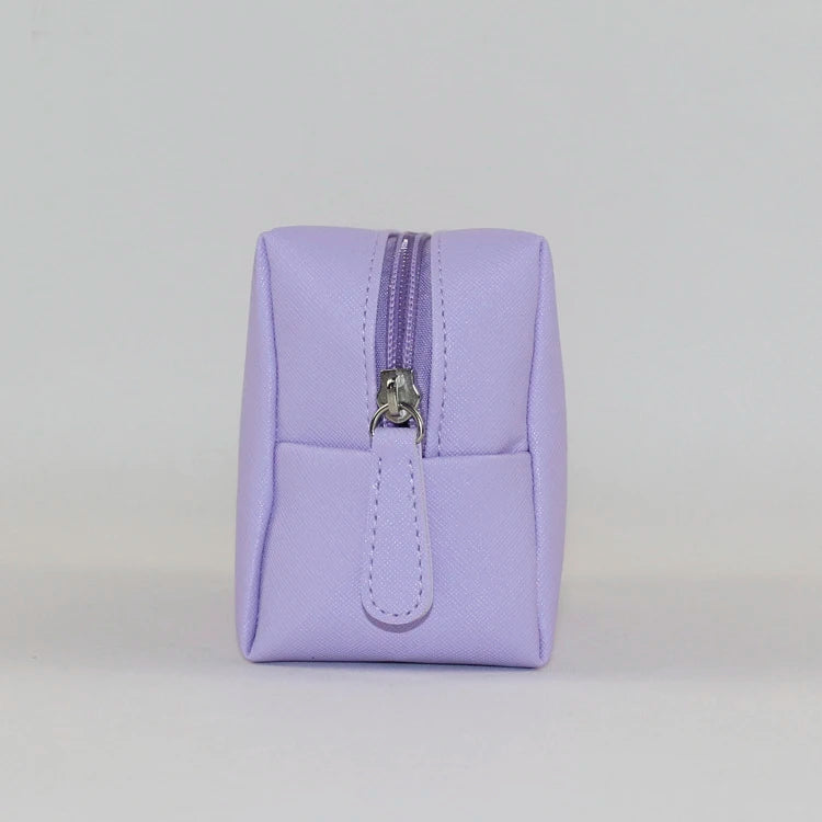 Custom Embossed Logo Vintage Soft Pu Leather Portable Cosmetic Bag for Women