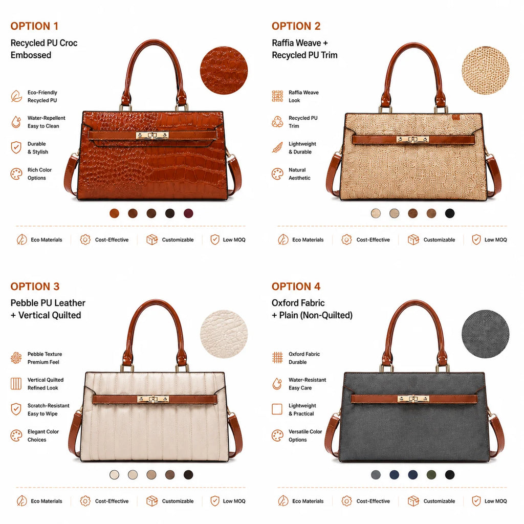 Custom Embossed PU Top Shoulder Bag Zip-Top Detachable Strap Gold Hardware Women's Work OEM