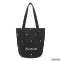 Custom Embroidery Denim Bucket Tote Bag Canvas Material Double Strap Open Top Shoulder Handbag OEM Bulk Order