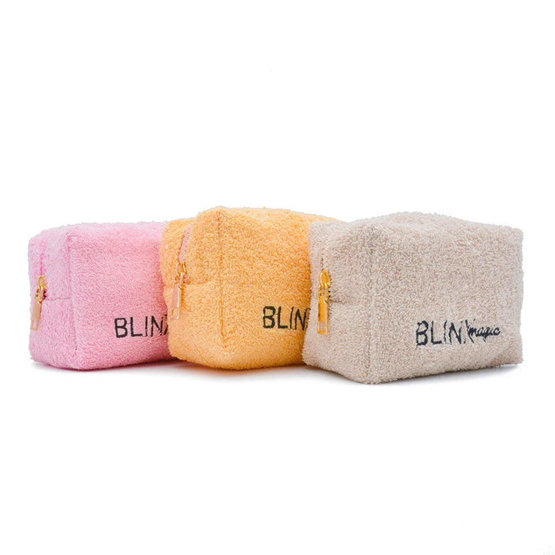Custom Embroidery Logo Fashionable Ladies Towel Cosmetic Bag New Style Terry Make up Pouch