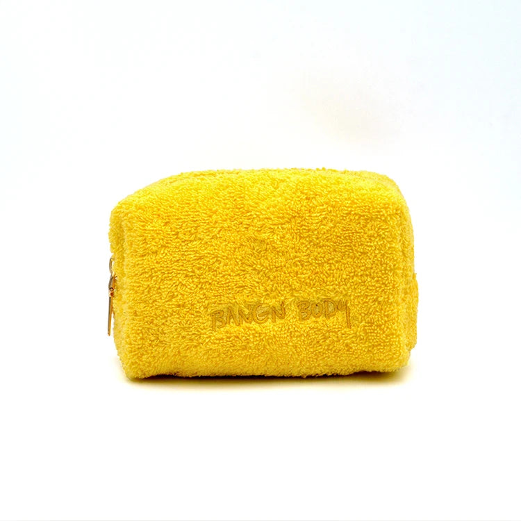 Custom Embroidery Logo Fashionable Ladies Towel Cosmetic Bag New Style Terry Make up Pouch