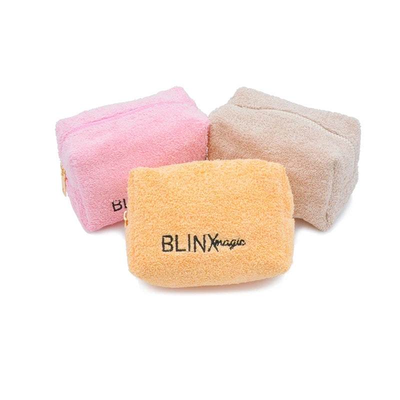 Custom Embroidery Logo Fashionable Ladies Towel Cosmetic Bag New Style Terry Make up Pouch