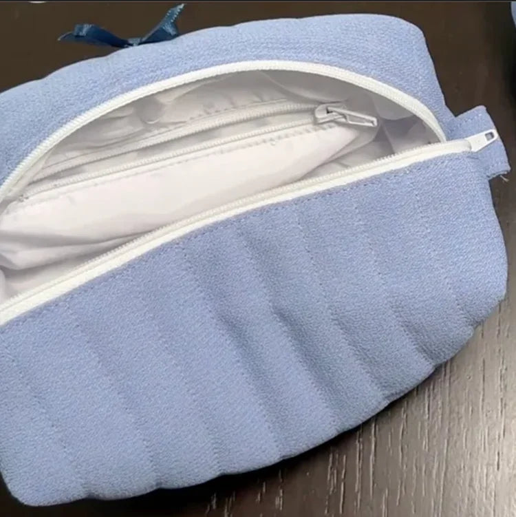 Custom Handmade Bow Makeup Bag Cotton Quilted Makeup Bag Personalized Plain Travel Toiletry Bag for Women