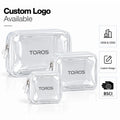 Custom Logo Clear PVC Cosmetic Bag Zipper Wipe Clean Minimalist for Toiletry Pouch Water Resistant Modern for Women Travel