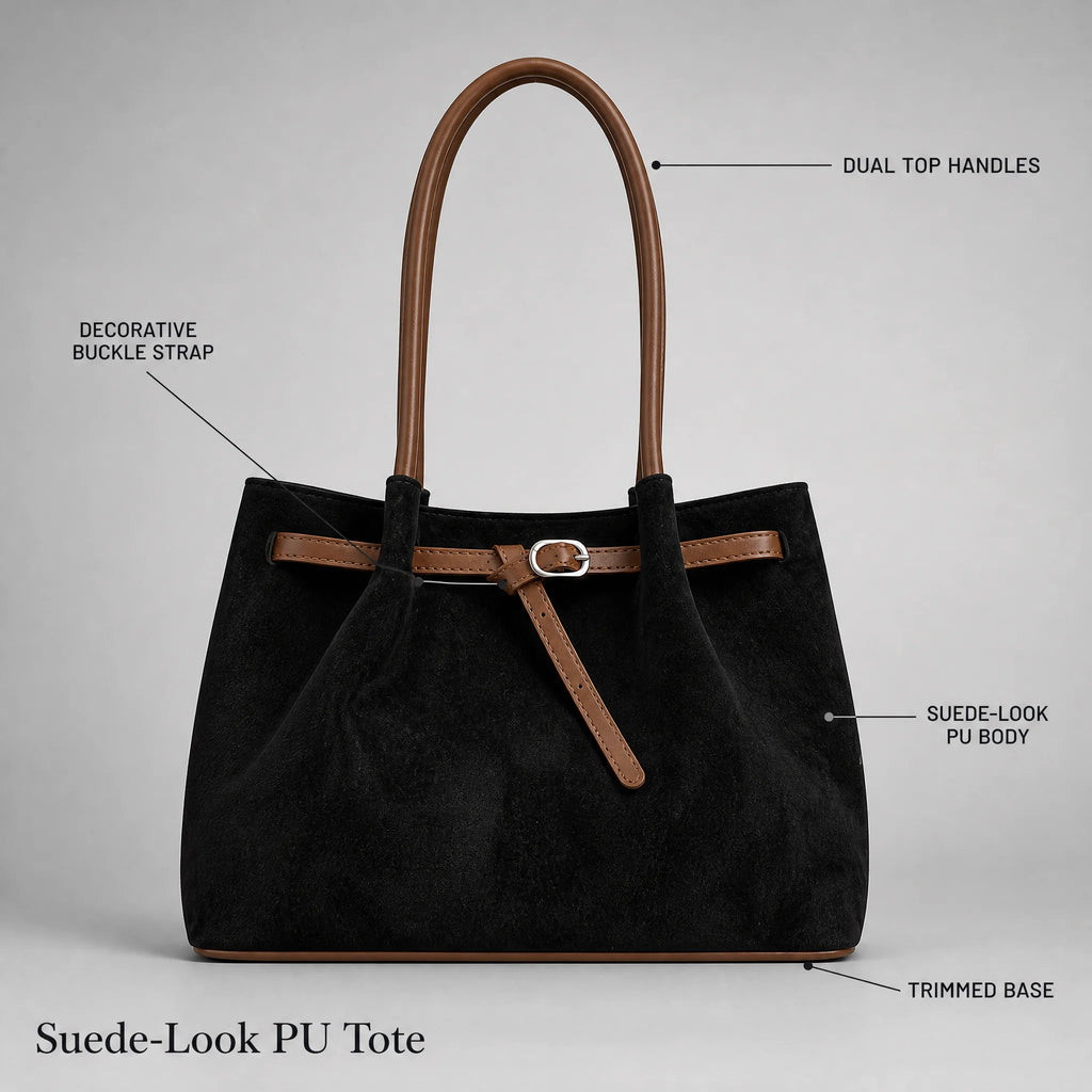 Custom Logo Faux Suede Tote Bag Large Shoulder Handbag OEM ODM BSCI Manufacturer Elegant Tote Bag for Women Work Travel