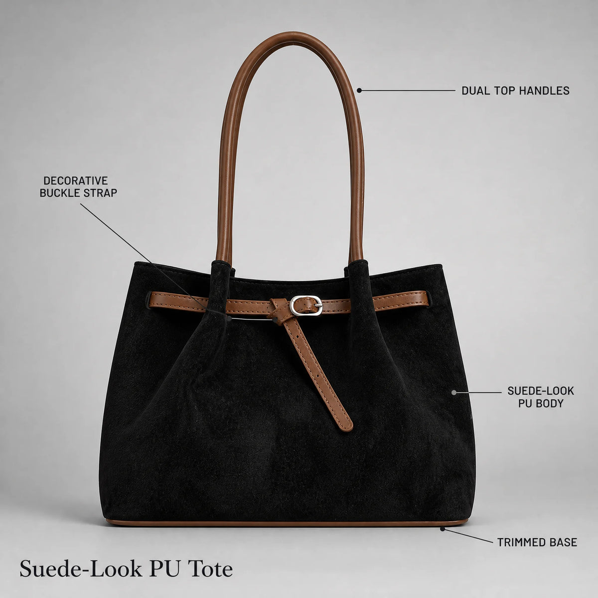 Custom Logo Faux Suede Tote Bag Large Shoulder Handbag OEM ODM BSCI Manufacturer Elegant Tote Bag for Women Work Travel