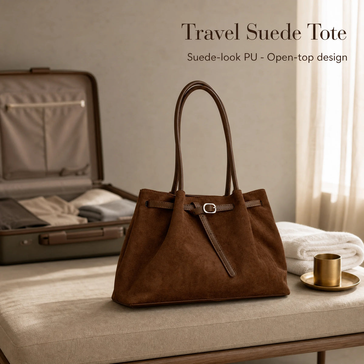 Custom Logo Faux Suede Tote Bag Large Shoulder Handbag OEM ODM BSCI Manufacturer Elegant Tote Bag for Women Work Travel