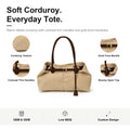 Custom Logo OEM ODM Beige Corduroy Shoulder Bag Slouchy Tote with Belt Buckle Low MOQ Custom Design Wholesale