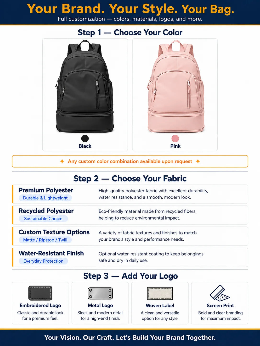 Custom Logo OEM ODM Black Gym Backpack with Shoe Compartment Nylon Travel Daypack Low MOQ Custom Design Wholesale