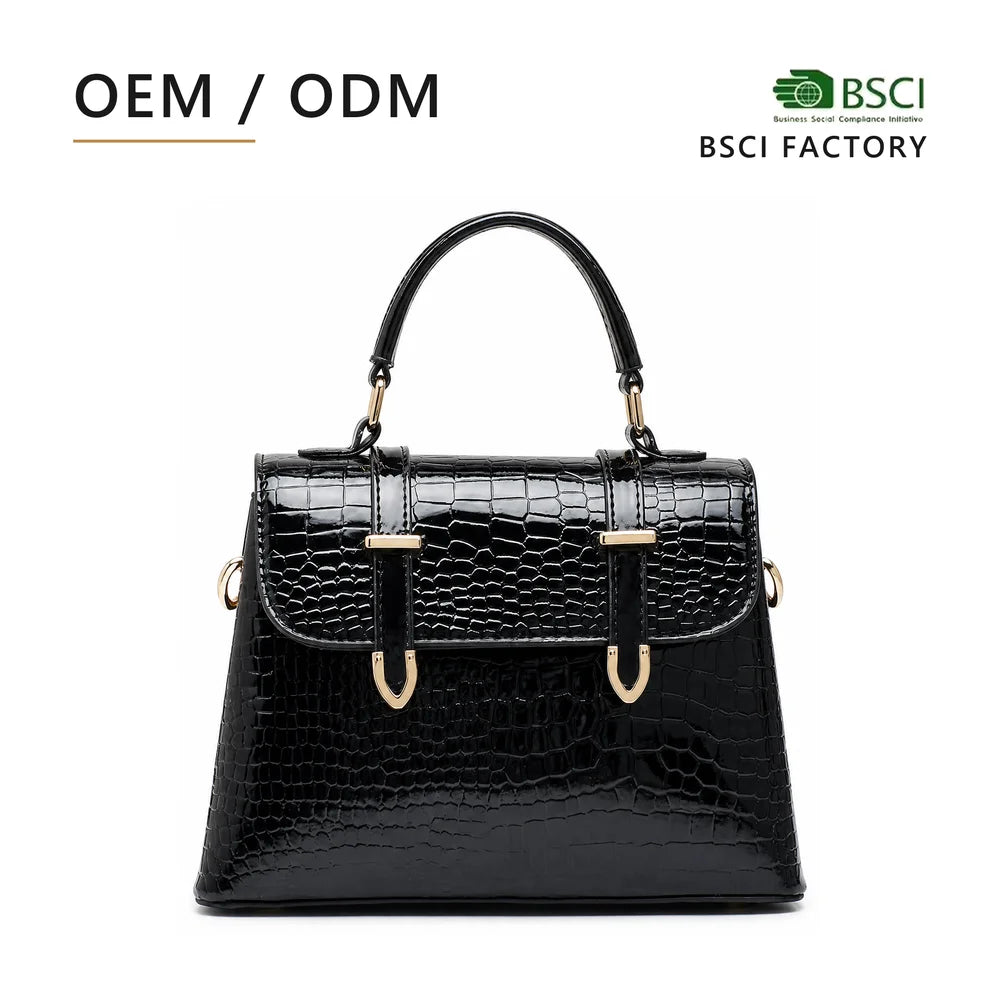 Custom Logo OEM ODM Manufacturer Crocodile PU Leather Shoulder Handbag Detachable Adjustable Strap Elegant for Women Work