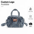 Custom Logo OEM ODM Private Label Low MOQ Denim Handbag Manufacturer BSCI Detachable Strap Washed Denim Mini Bag for Daily Use