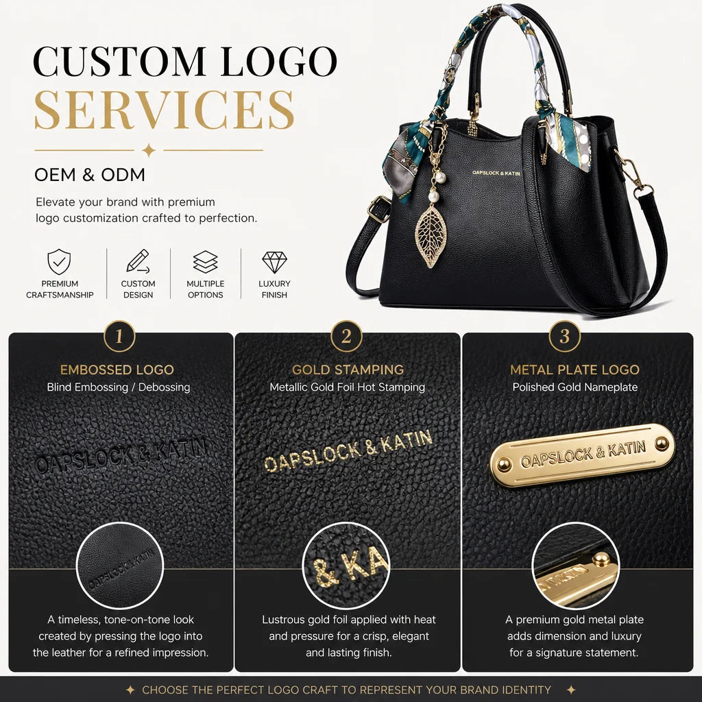 Custom Logo OEM ODM Private Label Low MOQ BSCI Factory Scarf Handle Handbag Elegant Ladies Shoulder Bag for Office Commute