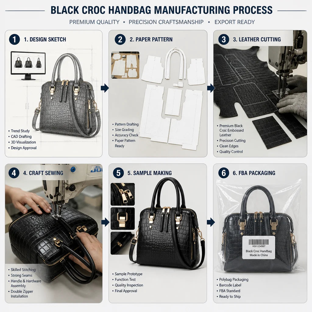 Custom Logo OEM ODM Private Label Low MOQ BSCI Factory Women Handbag Crocodile Embossed Elegant Shoulder Bag for Office Commute