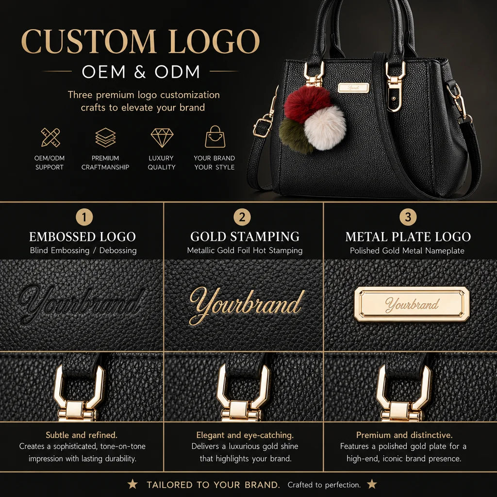Custom Logo OEM ODM Private Label Low MOQ BSCI Factory Tote Bag Pebbled Grain 2 Way Carry Structured Handbag for Office Commute
