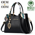 Custom Logo OEM ODM Private Label Low MOQ BSCI Factory Scarf Handle Handbag Elegant Ladies Shoulder Bag for Office Commute