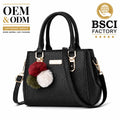 Custom Logo OEM ODM Private Label Low MOQ BSCI Factory Tote Bag Pebbled Grain 2 Way Carry Structured Handbag for Office Commute
