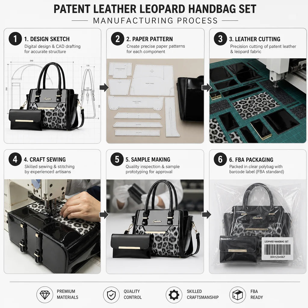 Custom Logo OEM ODM Private Label Low MOQ BSCI Factory Elegant Leopard Print Tote Bag 2 in 1 Ladies Handbag for Office Commute