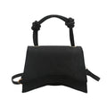 Custom Logo PU Leather Architectural Top Handle Bag Curved Base Flap Closure Knotted Handle Gold Hardware OEM Bulk Order
