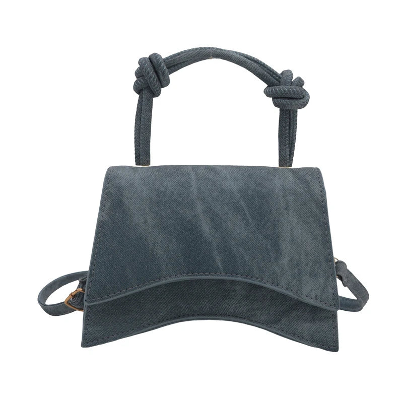 Custom Logo PU Leather Architectural Top Handle Bag Curved Base Flap Closure Knotted Handle Gold Hardware OEM Bulk Order
