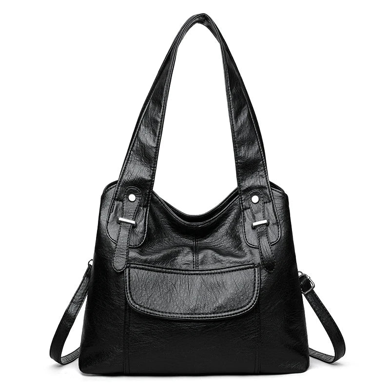 Custom Logo PU Shoulder Bag Flap Pocket Crinkled Texture Detachable Strap OEM Wholesale