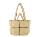 Custom Logo Quilted Puffer Tote Bag Women Padded Nylon Shoulder Handbag Casual Travel Shopping Wholesale OEM ODM Factory